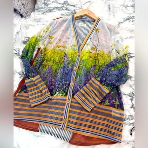 Anthropologie Sheer Floral Cardigan